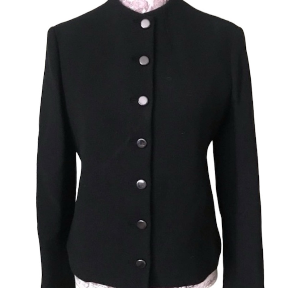 Theory black cutaway texture jacket size 6 wool cotton blend office career